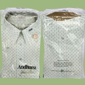 Vintage Andhurst Belk NOS Men's Dress Shirt 16 Short Sleeve 60s 70s Mod Print US